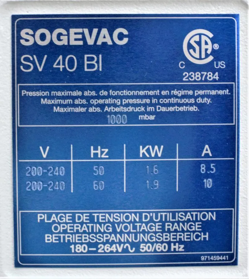SOGEVAC SV-40 BI Air Compressor Pump CLEARANCE! As-Is