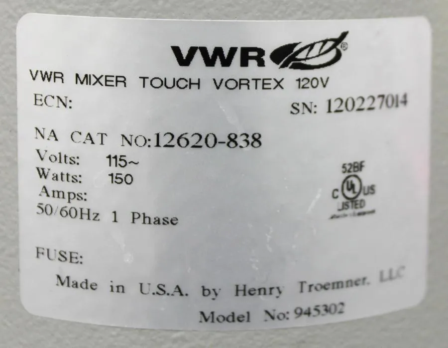 VWR Fixed Speed Touch Mini Vortex Mixer CAT: 12620-838