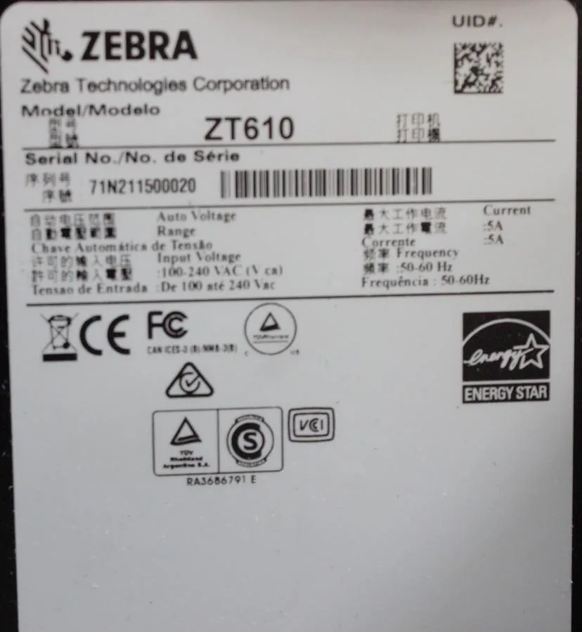 ZEBRA ZT610 Industrial Label printer