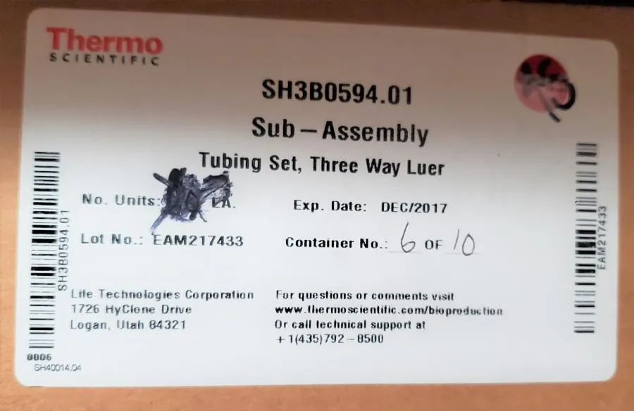 Thermo Scientific Sub-Assembly Tubing Set Three Way Luer SH3B0594.01 Qty 40