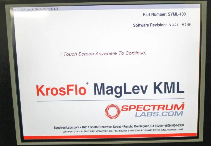 Spectrum Labs KrosFlo MagLev KML 100 TFF Perfusion System