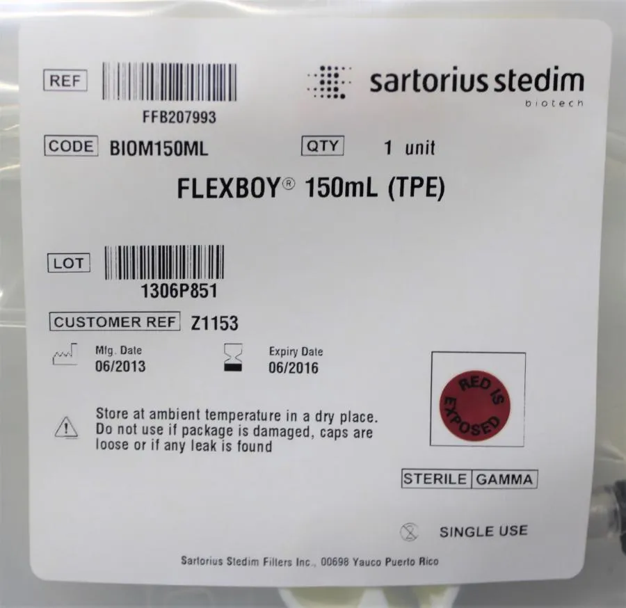 Sartorius Stedim Flexboy Bioprocessing Bags 150mL CLEARANCE! As-Is