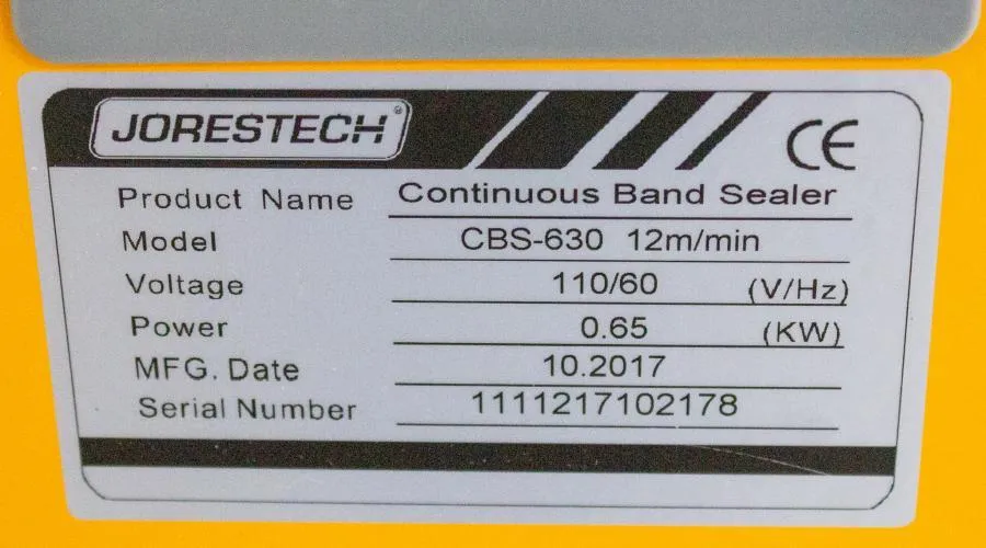 Jorestech Continuous Band Sealer Model CBS-630 CLEARANCE! As-Is