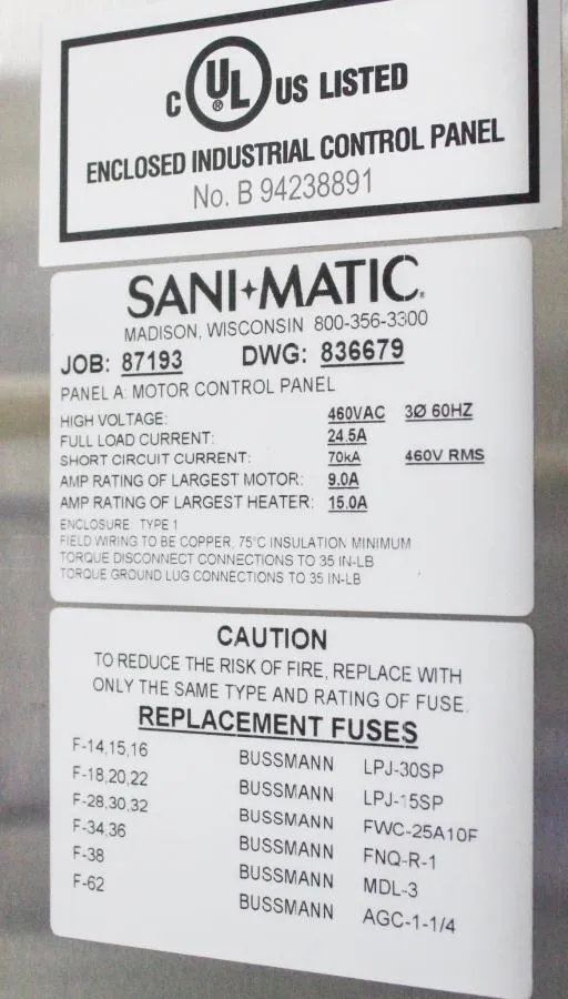 SANI-MATIC Custom Manual Clean-In-Place System, 1 Tank, CIP Skid
