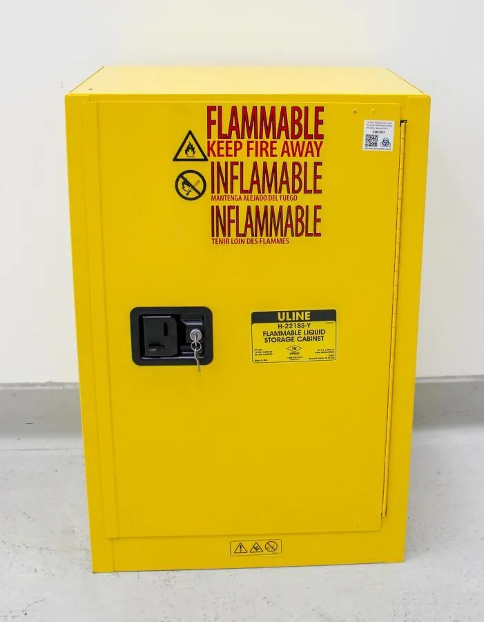 ULINE H-2218S-Y Yellow 12 Gal. Safety Flammable Liquid Storage
