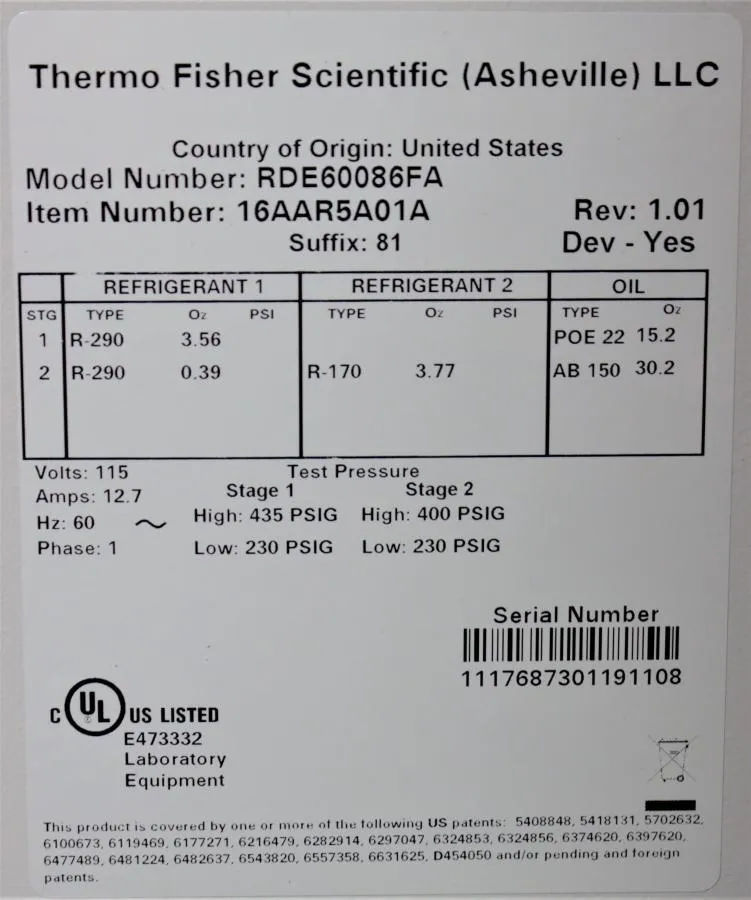 Thermo Scientific Revco RDE Series Ultra Low -80C CLEARANCE! As-Is