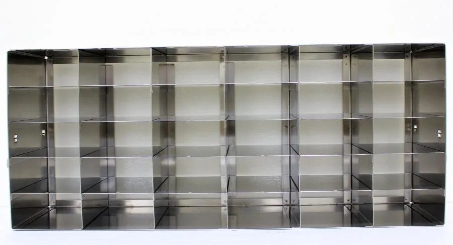 VWR CryoPro Stainless Steel Freezer Rack  Holds 30 boxes Upright ULT  6 x 5