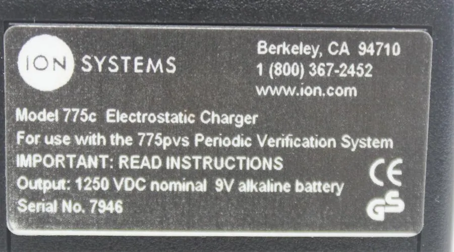 Ion Systems 775 Periodic Verification System