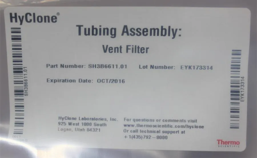 Thermo Scientific HyClone Tubing Assembly Vent Filter SH3B6611.01 Qty: 15