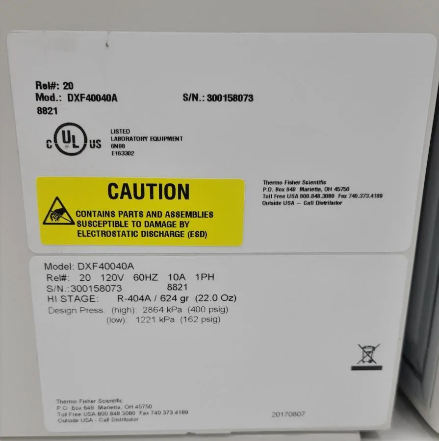 Thermo Scientific Revco DXF40040A -40C Upright Ult CLEARANCE! As-Is