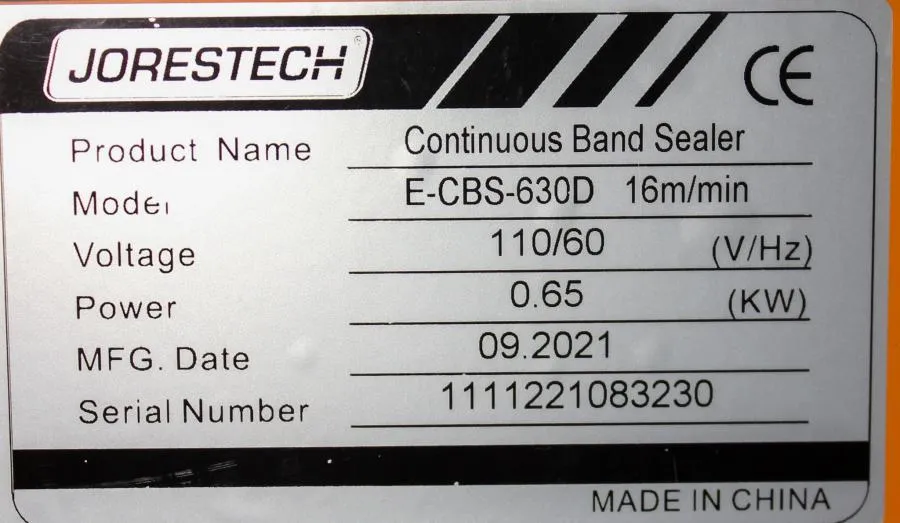 JORESTECH E-CBS-630D Continuous Band Sealer