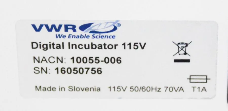 VWR INCU-Line Digital Mini Incubator 115V, Cat# 10055-006