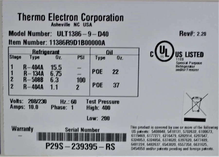 Thermo Scientific REVCO ULT1386-9-D40 Ultima2  Freezer