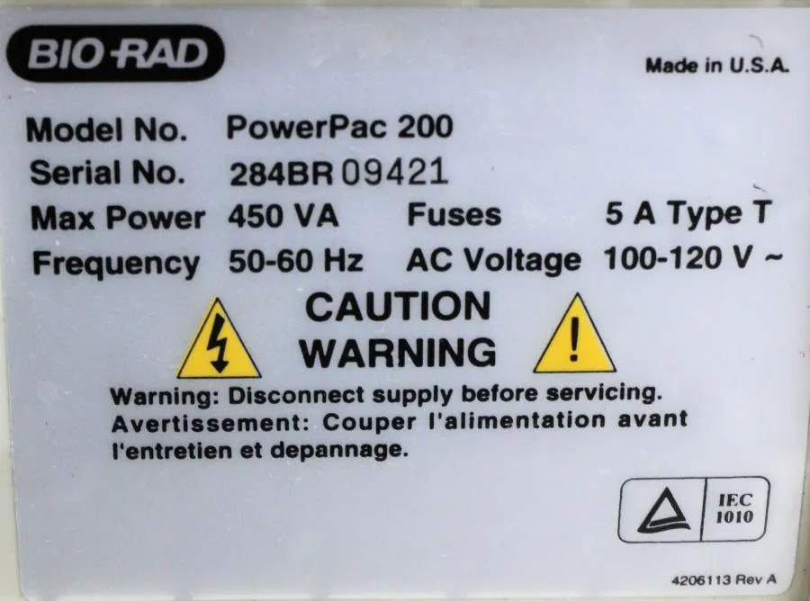 Bio-Rad PowerPac 200 Electrophoresis Power Supply
