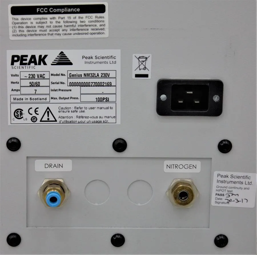 Peak Scientific Genius NM32LA Nitrogen Generator CLEARANCE! As-Is