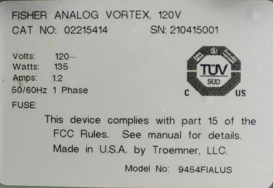Fisher Analog Vortex Mixer 02215414