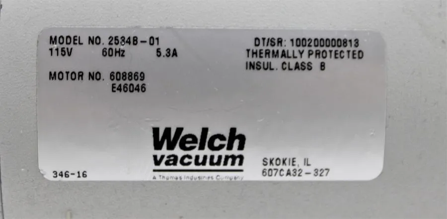 Welch Vacuum Piston Pump Wob L 2534B-01 CLEARANCE! As-Is