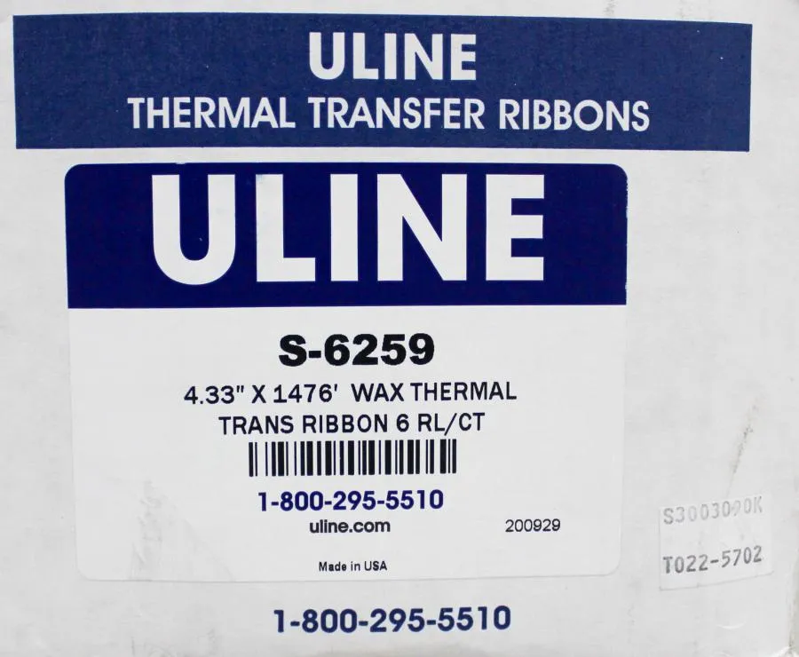Uline Trans Ribbon 6 Roll per box S-7483/ S-6258/ S-6259