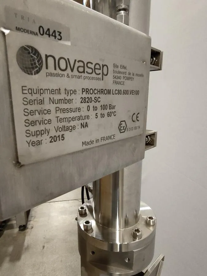 Novasep Prochrom Column stored in 20% Ethanol