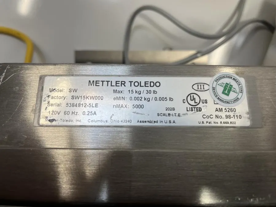 Mettler Toledo Speed Weigh Scale Model SW 15kg 30Lb Stainless Steel Food Medical