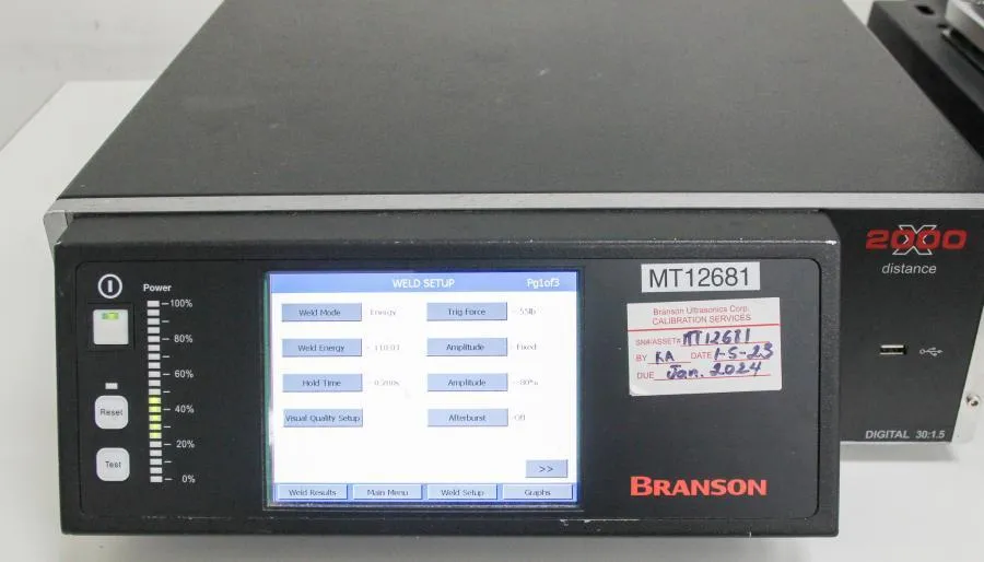 Branson 2000X Series Ultrasonic Assembly Welding System Actuator AED w/ 2000 XDT