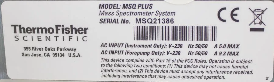 Thermo MSQ Plus Single Quadrupole Mass Spectromete CLEARANCE! As-Is
