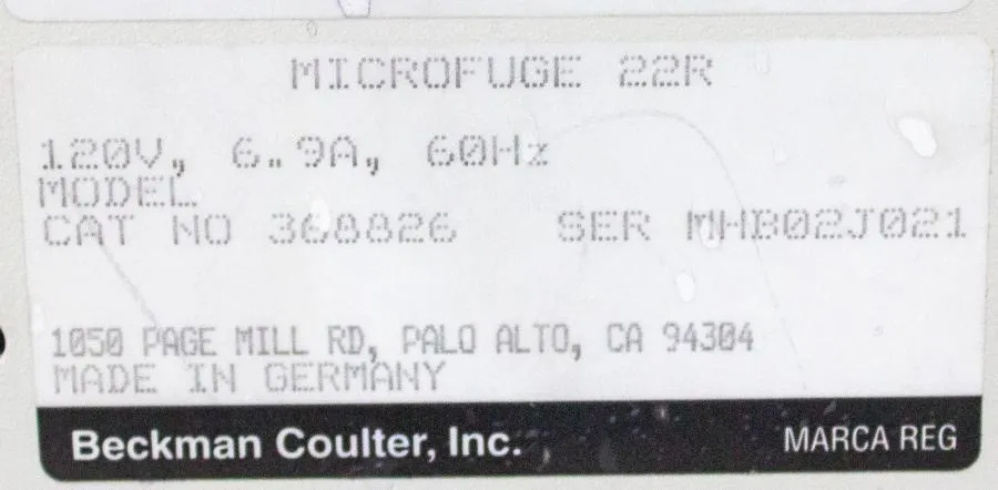 Beckman Coulter Microfuge 22R Refrigerated Centrifuge  368826