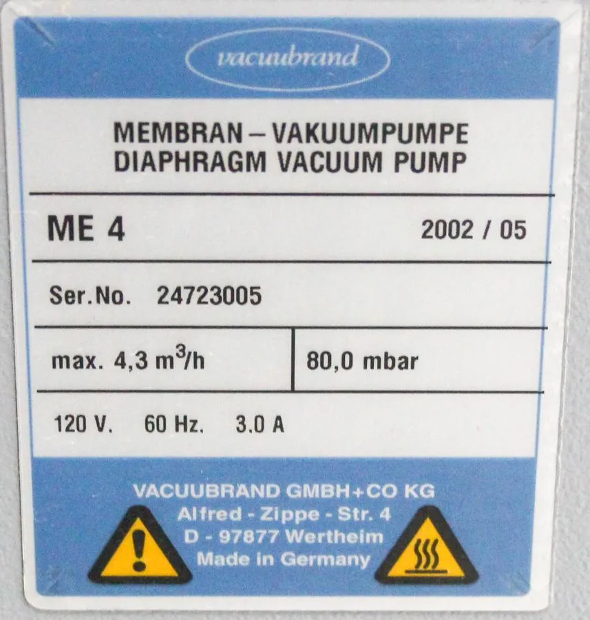 Vacuubrand ME 4 Diaphragm Vacuum Pump