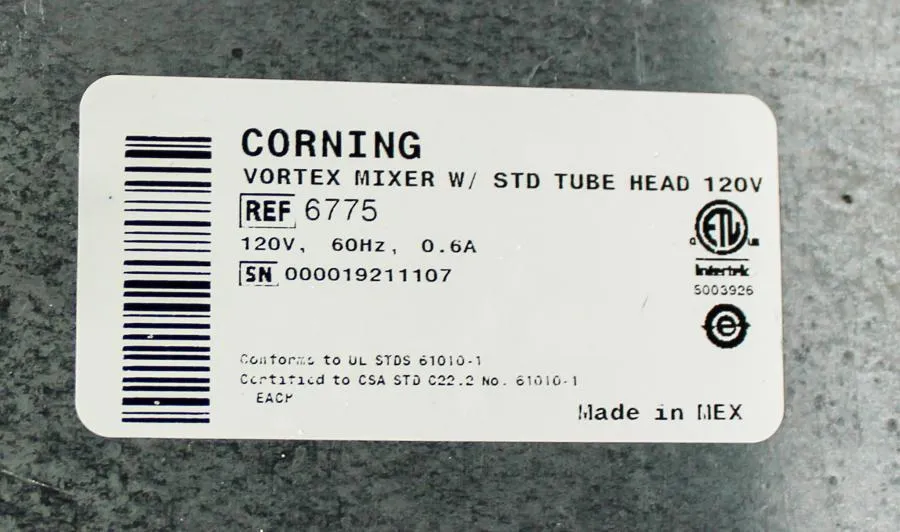 CORNING Vortex Mixer w/STD Tube Head