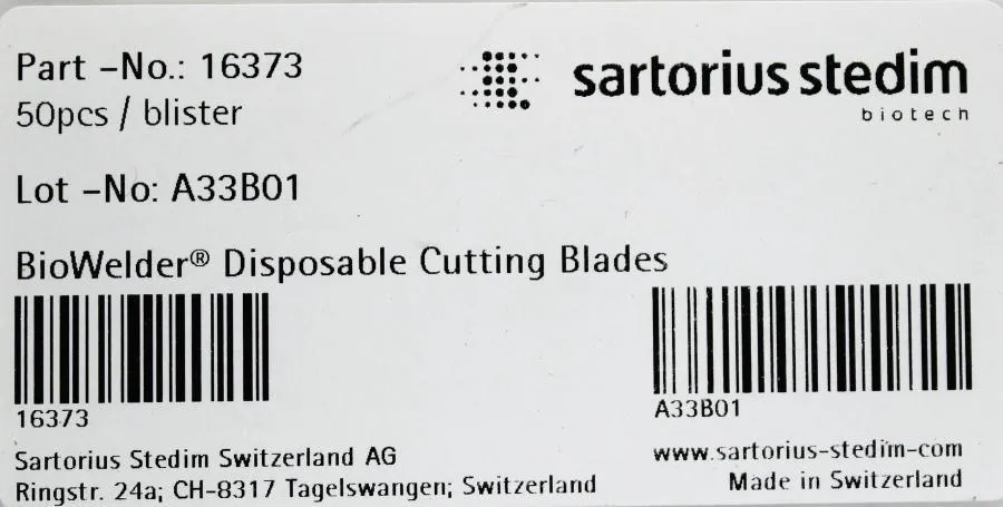 Sartorius Stedim 16373 BioWelder Stainless Steel Disposable Cutting Blades50/Bx