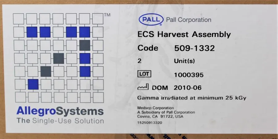 Pall ECS Harvest Assembly 509-1332 Qty 2