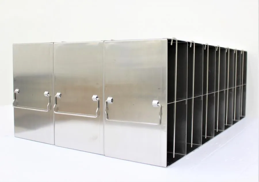 Stainless Steel Upright ULT Freezer Racks 7x2- 14 boxes with Locking rods