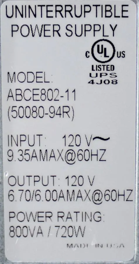 Powervar Power Supply ABCE802-11 CLEARANCE! As-Is