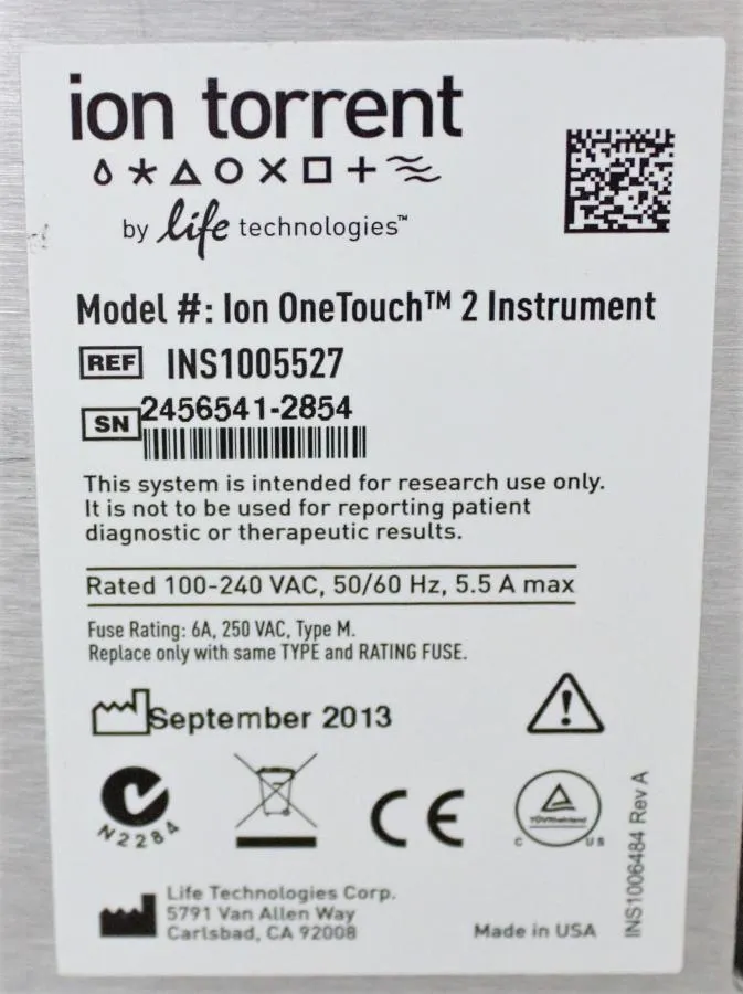 Life Technologies Ion Torrent OneTouch 2 Instrument INS1005527