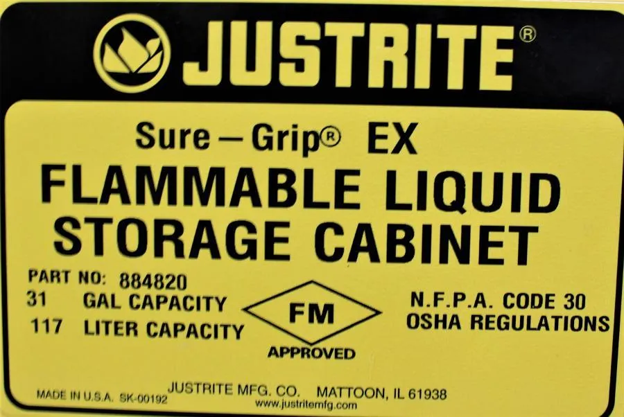 Justrite Sure-Grip EX 31 Gallon Flammable Liquid Safety Cabinet 884820