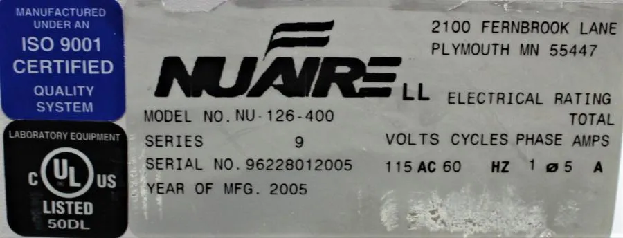 NuAire AireGard ES (Energy Saver) NU-126 Vertical Airflow Workstation