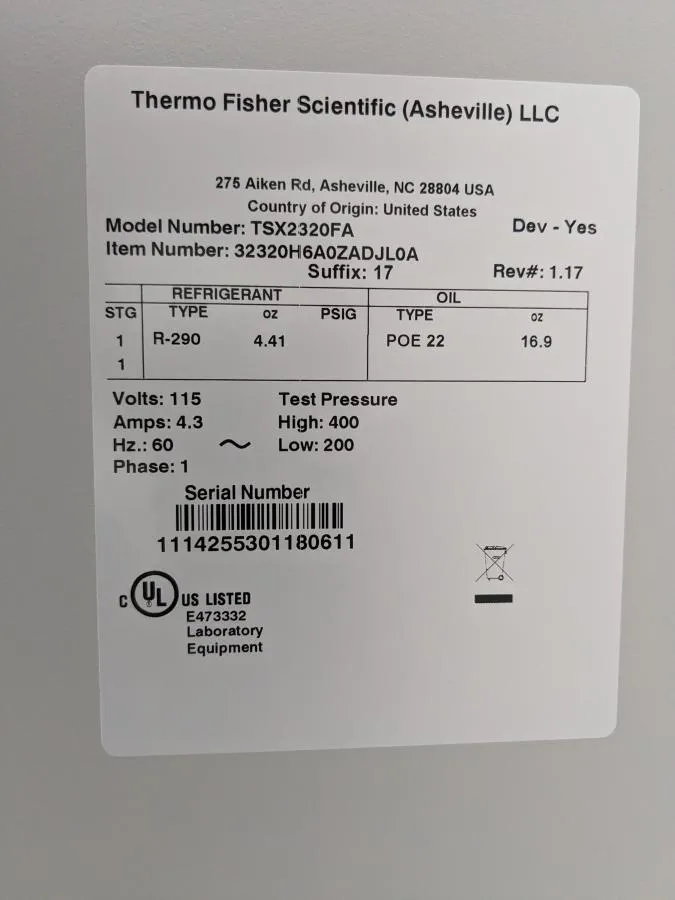 TSX Series High-Performance -20C Manual Defrost Freezers Model TSX2320FA