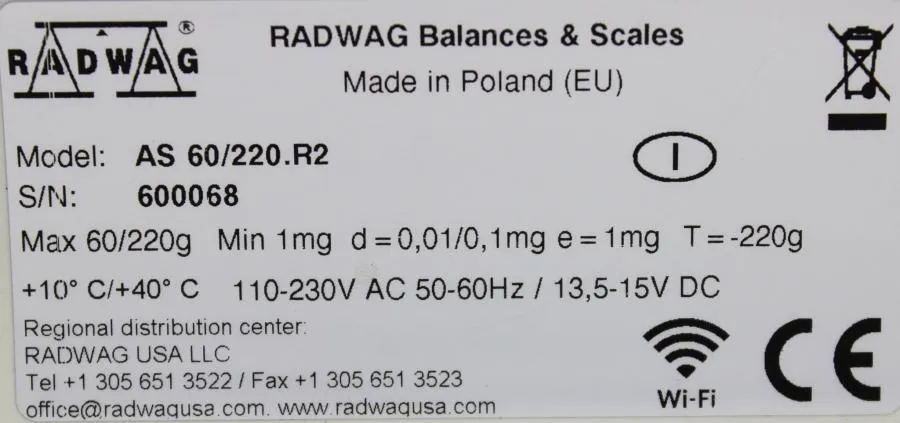 RADWAG AS 60/220.R2 Balance & Scale