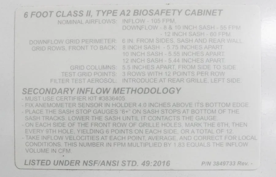 Labconco 6 Foot, Purifier Logic+ Class II A2 Biological Safety Cabinet 302680101