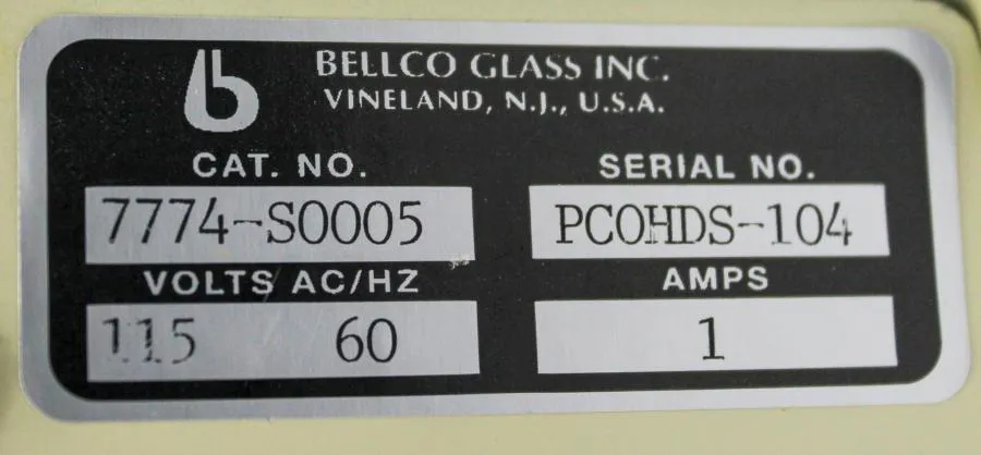 BELLCO Glass 7774-S0005 Process Controlled Overhead Drive