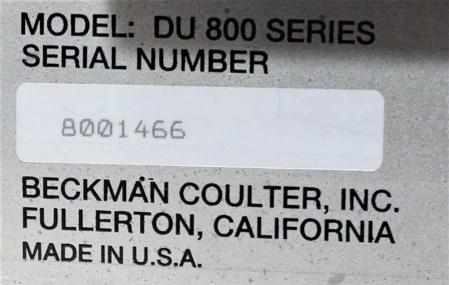 Beckman Coulter DU 800 UV/Visible Spectrophotometer