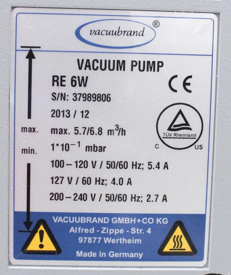 Vacuubrand Vacuum Pump model: RE 6W