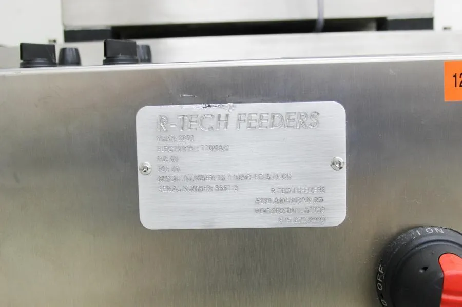 R-Tech Feeders Vibratory Bowl Feeder w/ Hopper Model 15-110AC-FC-B-H-CS