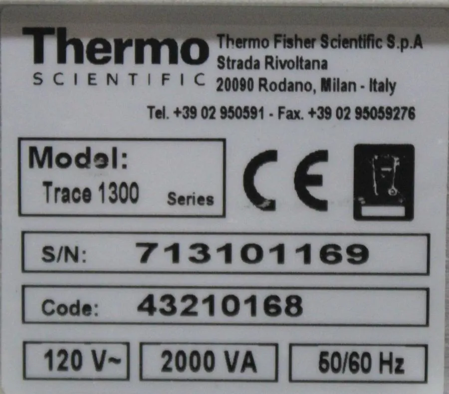 Thermo Scientific Trace 1300 Model 1310 Series Gas Chromatography