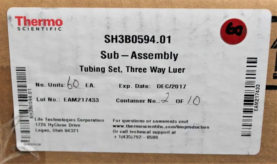 Thermo Scientific Sub-Assembly Tubing Set Three Way Luer SH3B0594.01 Qty 60