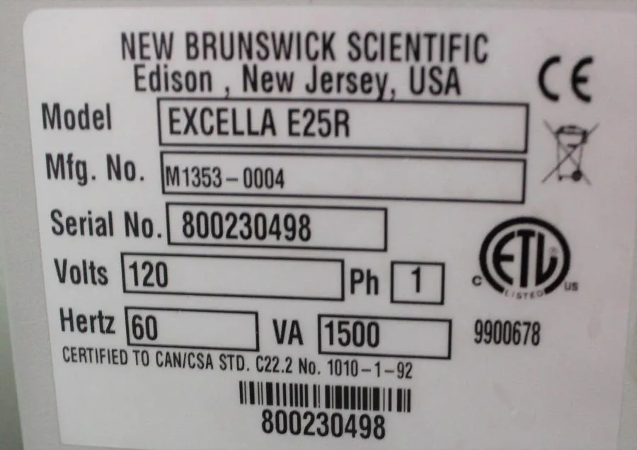 New Brunswick Excella E25R Incubator Shaker