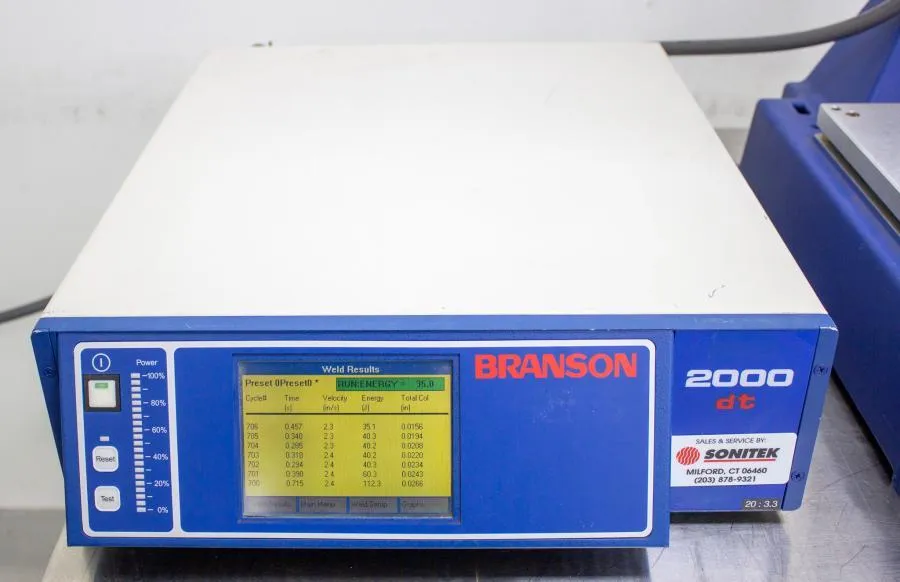 Branson Ultrasonic Welding System 2000AED Actuator w/ 2000DT Power Supply