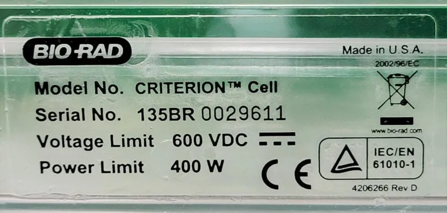 Bio Rad Criterion Cell Electrophoresis Unit