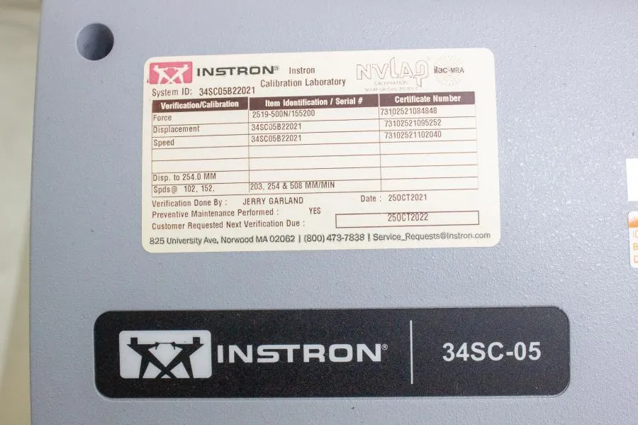 Instron 3400 Series Single Column Universal Testing System Model 34SC-05