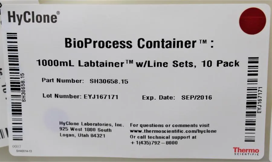 Thermo Scientific Hyclone BioProcess Container 1000mL Labtainer SH30658.15